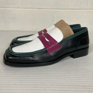 NWOT Anthropologie x Maeve Square Toe Multicolor Leather Penny‎ Loafers EU40